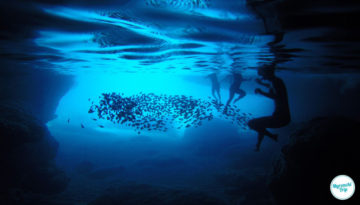 Blue Room Cave Below Water View